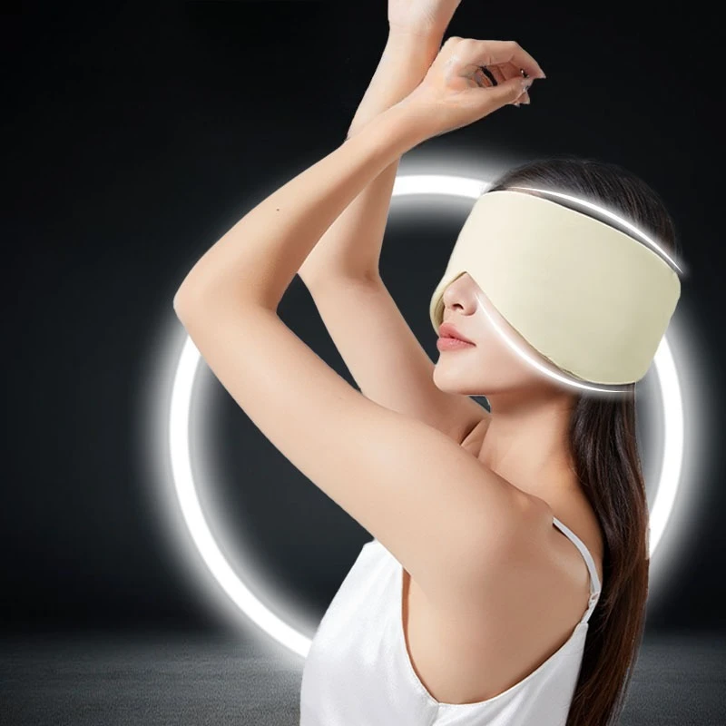 2 in 1 Integrated Sleep Mask and Ear Muffs Light Blocking Noise Reduction Eyeshade for Men Women Travel Office with Free Earplug