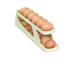 Durable Auto-Scrolling Egg Dispenser, Stackable Refrigerator Egg Rack Holder, Space-Saving Egg Storage Organizer for Home Kitche