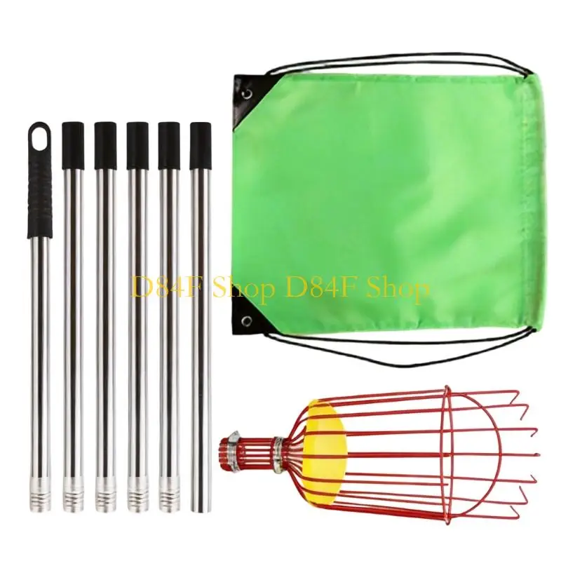 D84F Fruit Picking Rod with Basket Telescoping Extendable Aluminum Apples Picking