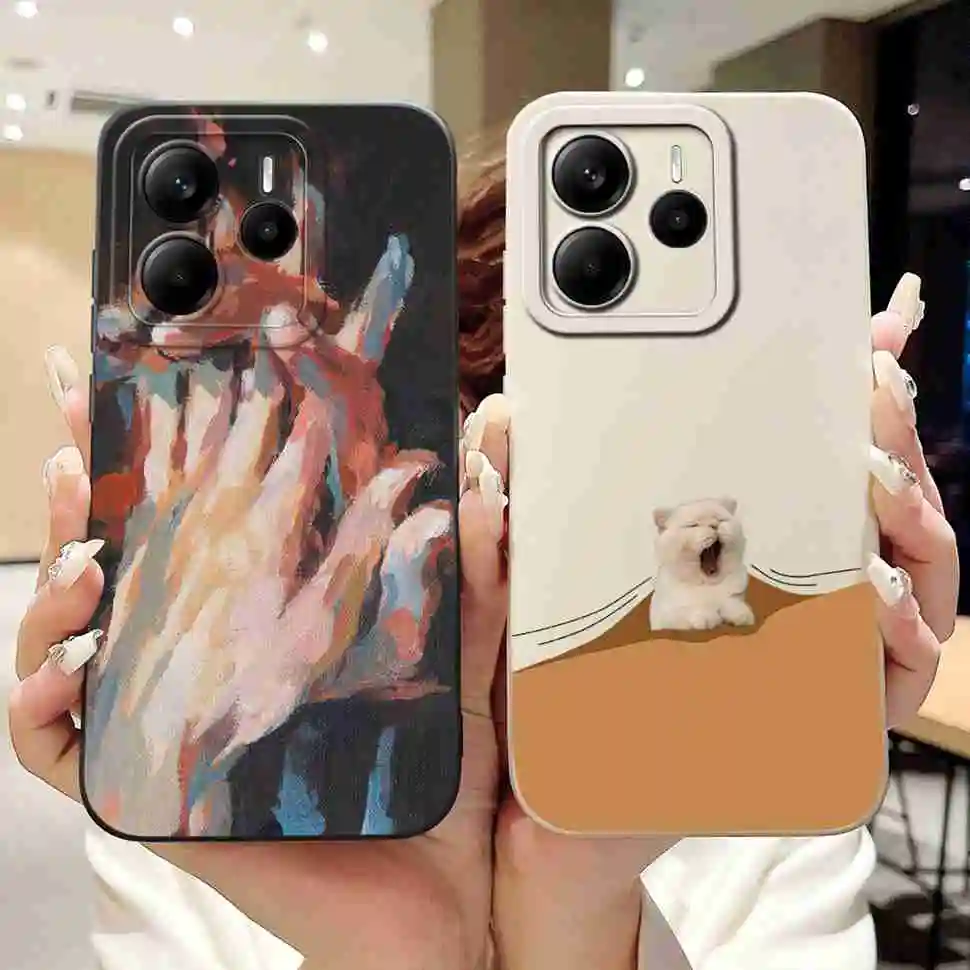 For Xiaomi Redmi Note 14 5G Case Colorful Flowers Soft Silicone Back Cover Phone Cases For Redmi Note 14 Note14 Pro 5G Bumper
