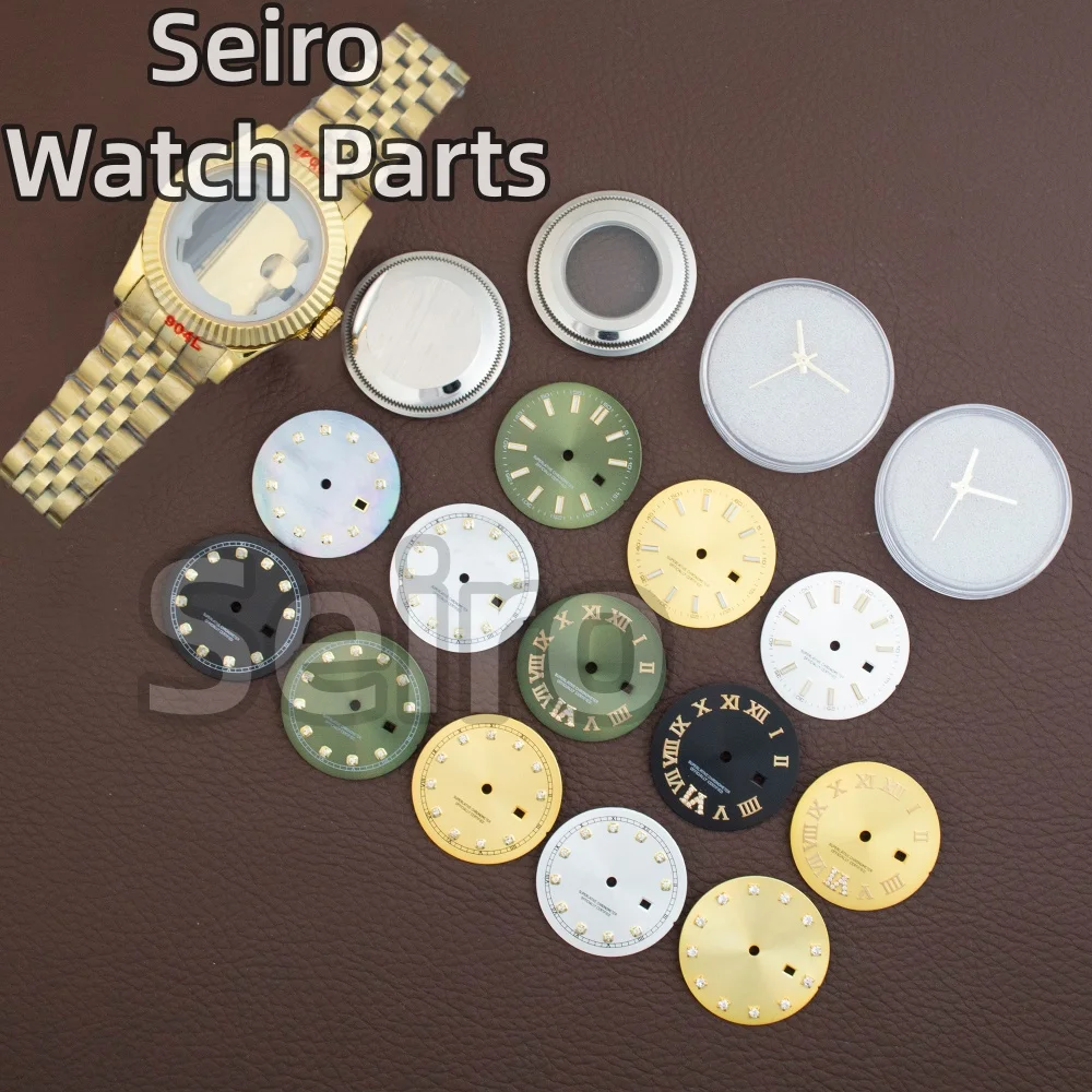 

33 мм золотой корпус Datejust для NH05, аксессуары для часов с механизмом, циферблат 24,5 мм, женский автоматический корпус из нержавеющей стали, сапфир