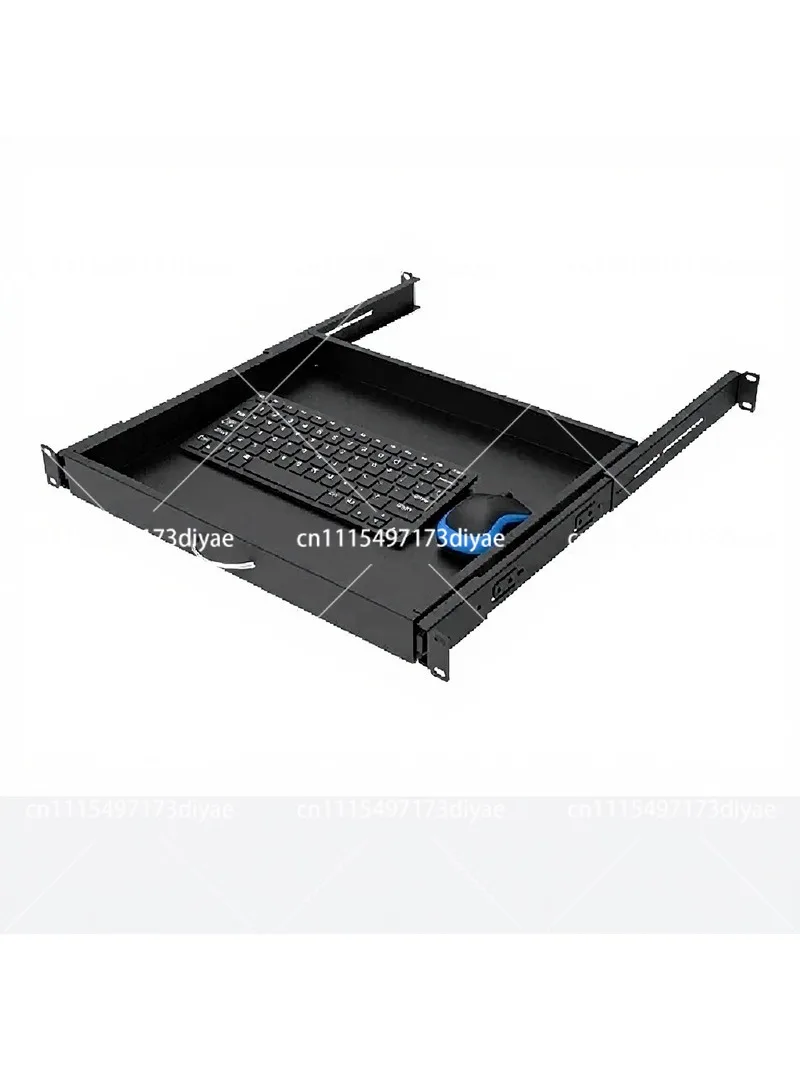 1U Rack Sliding Shelf Tray Server Cable Management Telescopic Adjustable Keyboard Drawer with Rails