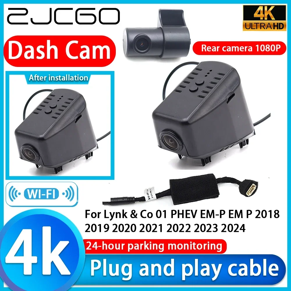 ZJCGO Video Recorder 4K UHD Plug and Play Car DVR Dash Cam for Lynk & Co 01 PHEV EM-P EM P 2018 2019 2020 2021 2022 2023 2024