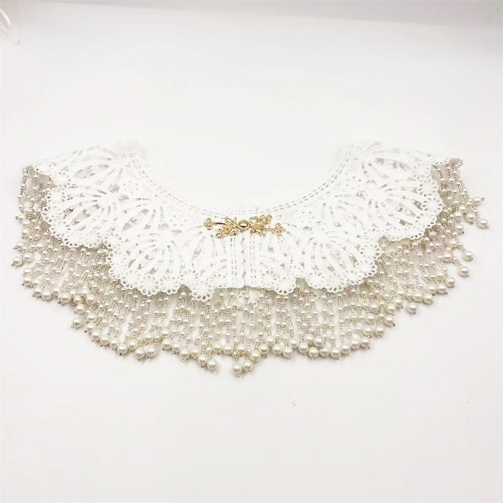 التقليدية تحسين الصينية شيونغسام سحابة الكتف اللؤلؤ مطرز شرابة شال سيدة فستان الزفاف Hanfu وهمية طوق الملحقات