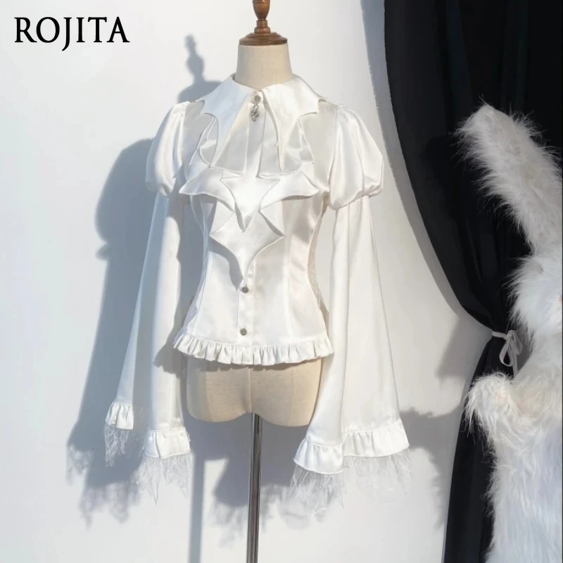 Victorian Vintage Lolita Style Shirt Long Sleeve Gothic Mesh Lantern Sleeve Slim Blouse Female Tops Women Shirt 2025 New