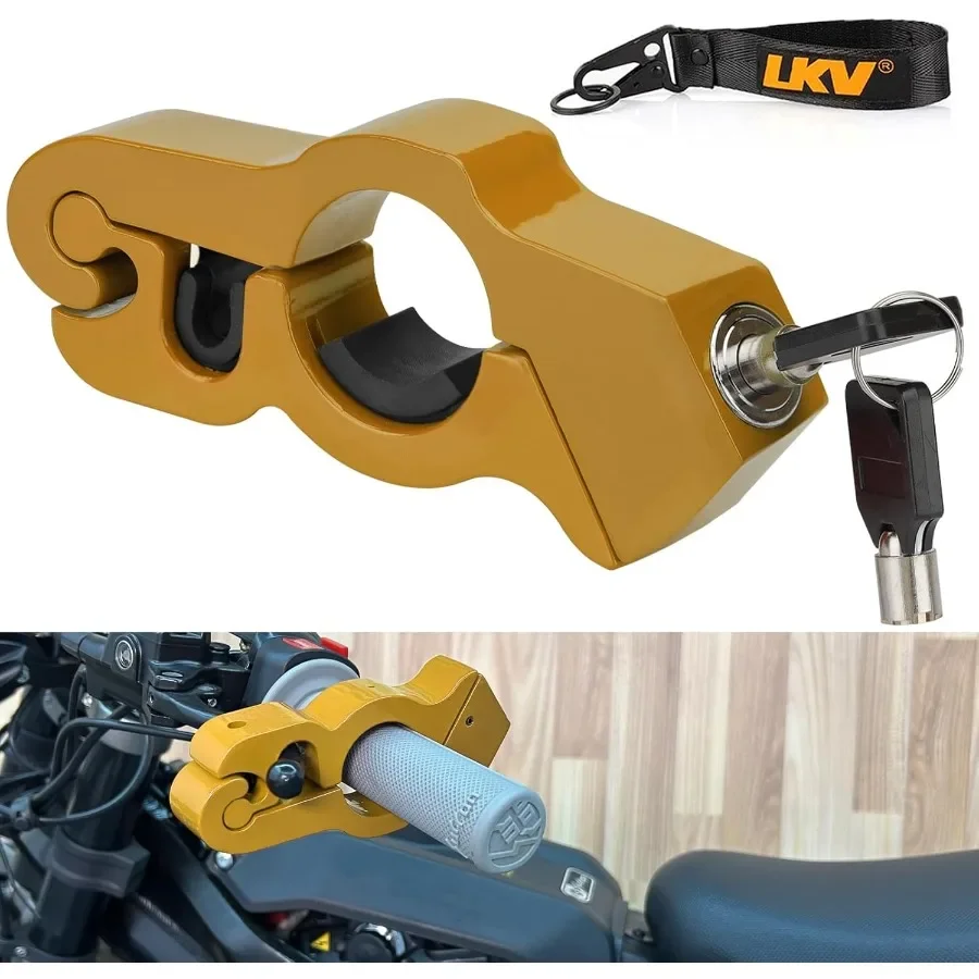 

Gold Adjustable Universal Motorcycle Handlebar Lock AntiTheft Brake Grip Throttle Lock for Secure Bike Scooter Moped ATV Protec