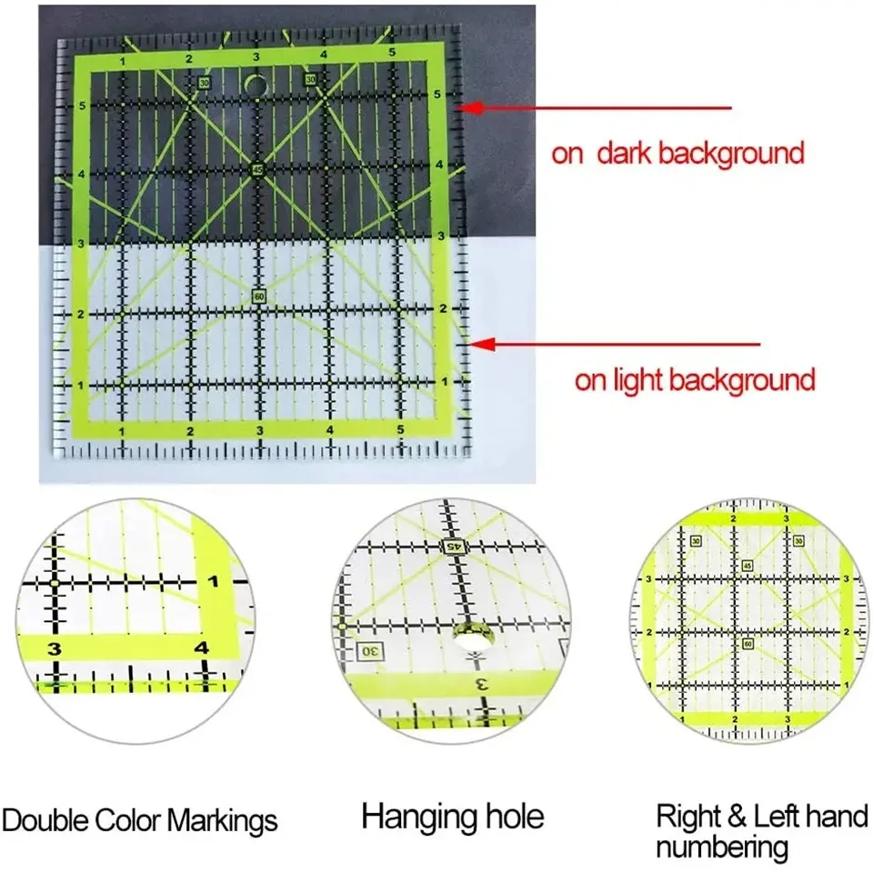 IMZAY1 PCS Square Quilting Ruler Patchwork Ruler Fabric Cutting Ruler Acrylic Quilters Rulers Clear Mark For Quilting And Sewing