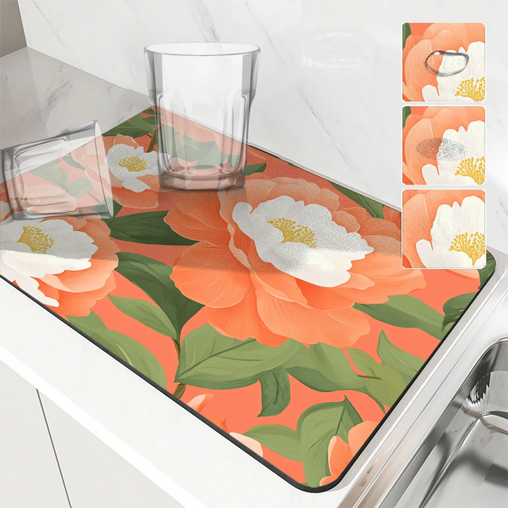 ماصة المضادة للانزلاق القهوة طبق الحصير زهرة النبات كبير المطبخ ماصة استنزاف حصيرة تجفيف حصيرة سريعة الجافة الحمام استنزاف الوسادة #1