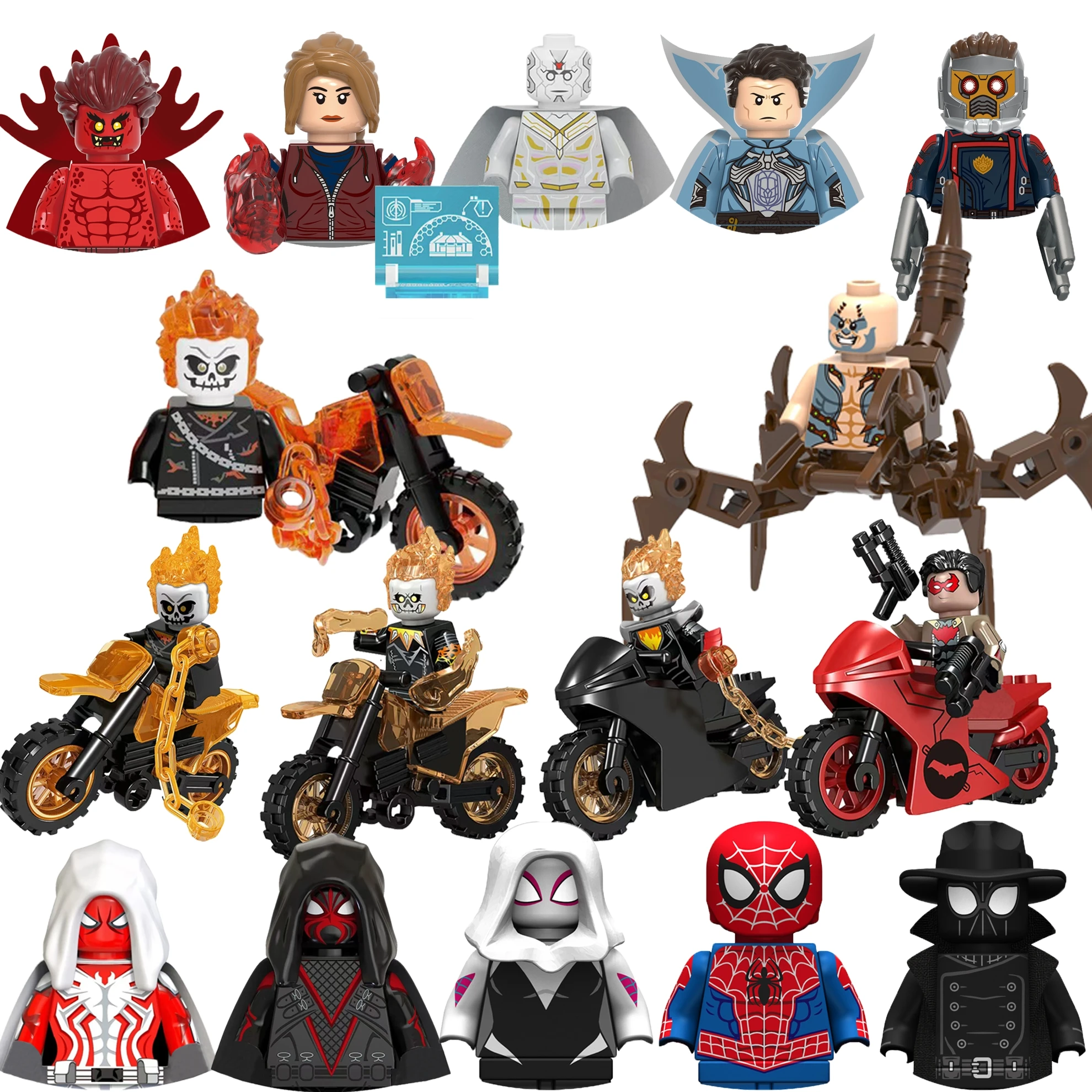 

Marvel Spider-Man Ghost Rider classic character building blocks brick toy mini model doll children's holiday birthday gift