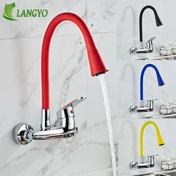 Becola Colorful Kithcen Sink 360 Degree Soft Swivel Flexible Hose Faucets Wall Mounted 2 Holes Taps Cold And Hot Faucet