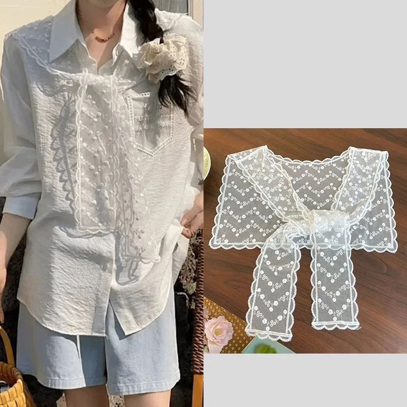 Lace Crochet Hollow Fake Collar Women Small Shawl Decorative Fake Collar Half Skirt Women Clothes Accessories Detachable Collar