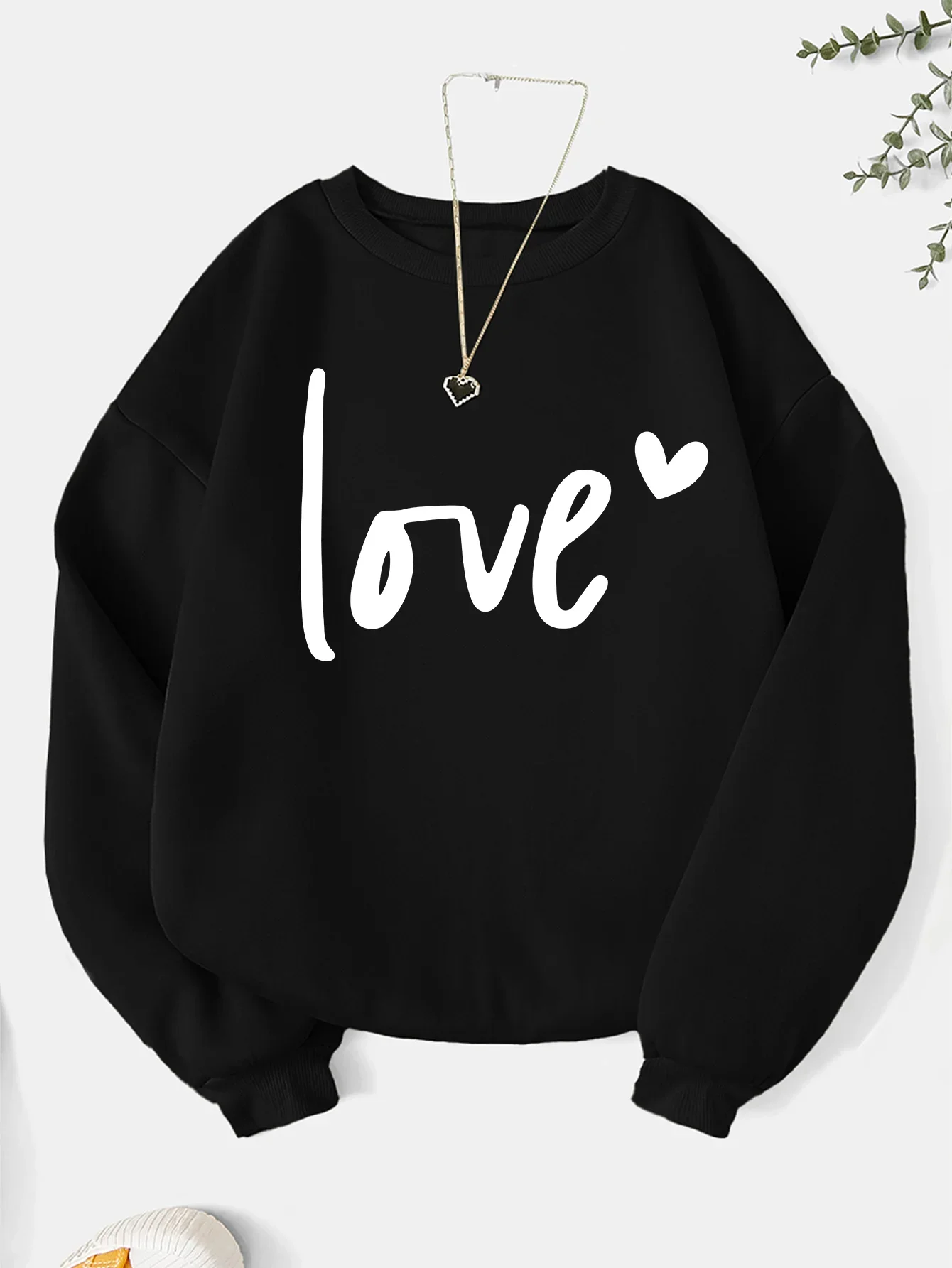 2024 New Fashion Letter Print Sweatshirt Crew Neck Casual Sweatshirt for Winter & Fall Women's Clothing