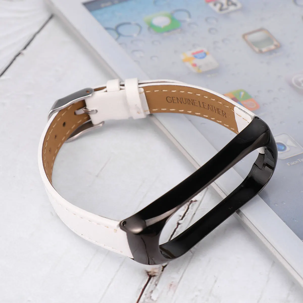 

1pc Alloy Replacement Watch Strap For Mi 4 Durable Ergonomic Design Cowhide Band Strap Compatible With Xiaomi Smart Band 4 White