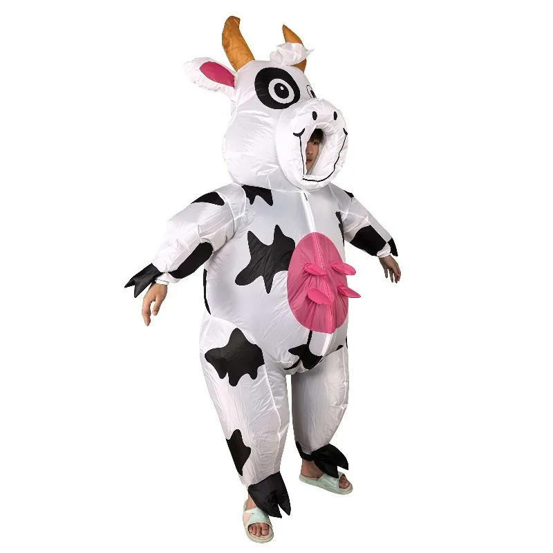 Halloween Funny Inflatable Cow Costume, Full‑Body Blow‑up Spotted Cow Suit for Masquerade Birthday Party Role‑Play Fancy‑Dress view 5