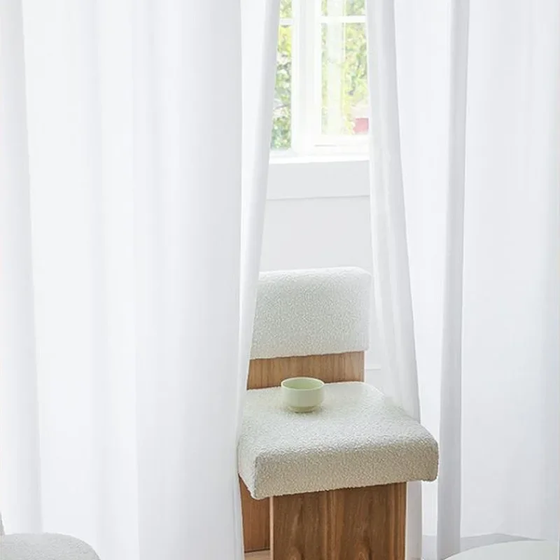 1PC Anti-cat Scratching White Tulle Curtains for Living Dining Room Bedroom Balcony Window Solid Color Transparent Screen Party
