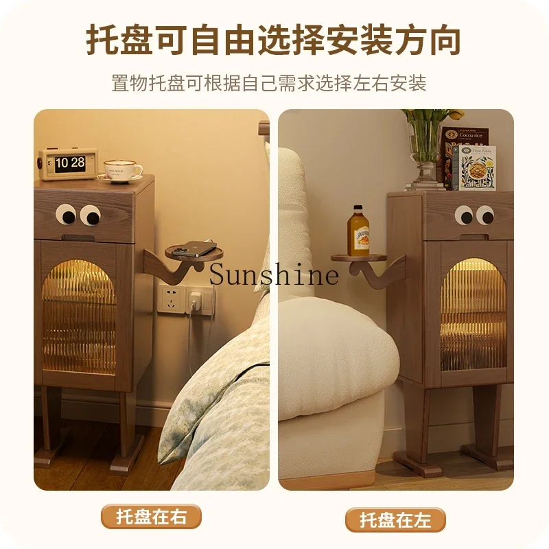 Solid wood waist chest cabinet Bedroom storage robot three-bucket cabinet