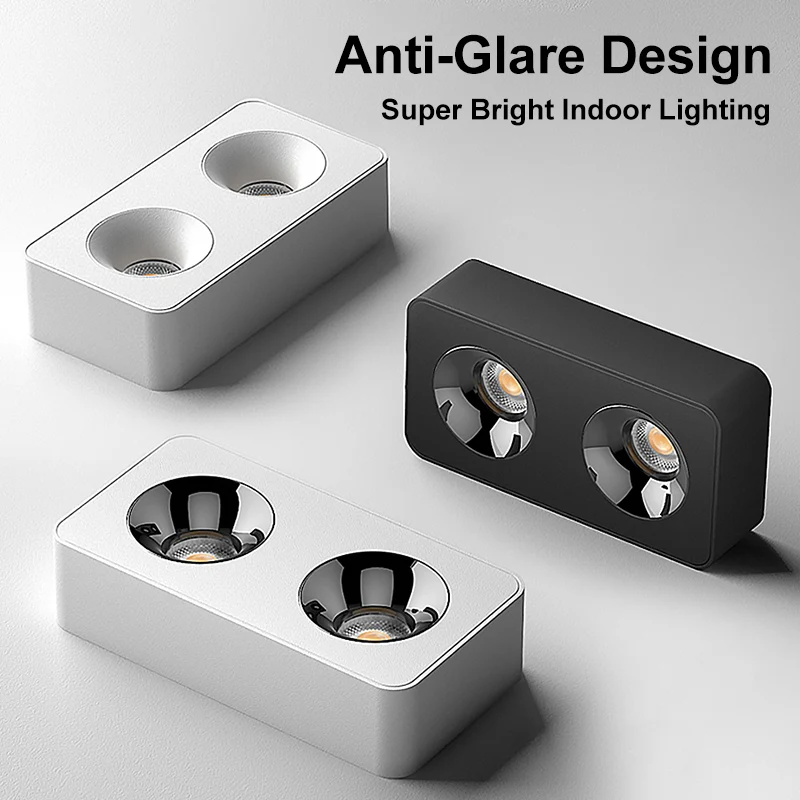 quadrado dimmable anti glare cob led downlights luzes de teto lampadas internas montagem em superficie ac 85265v 01