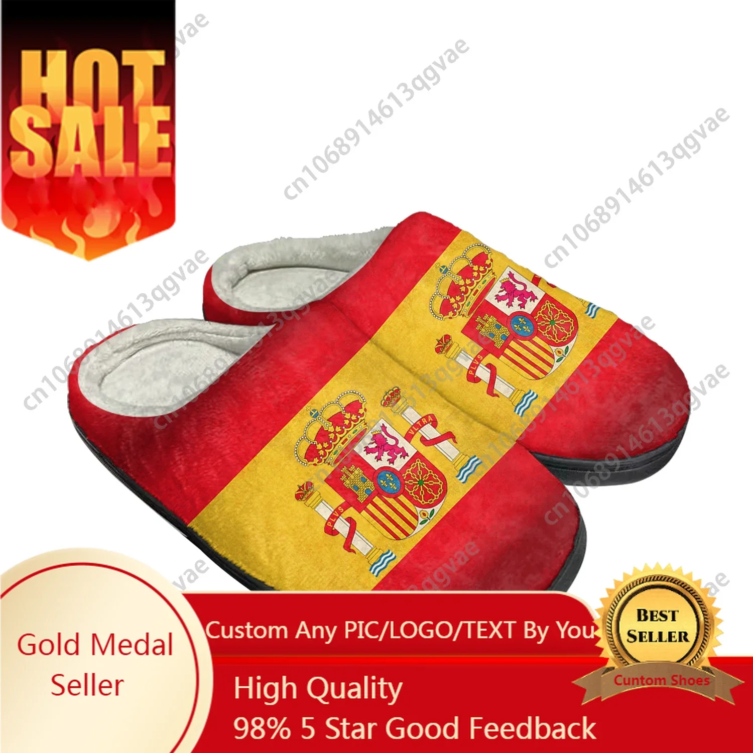 Spanish Flag Home Cotton Custom Slippers Mens Womens Sandals Spain Plush Bedroom Casual Keep Warm Shoes Thermal Slipper