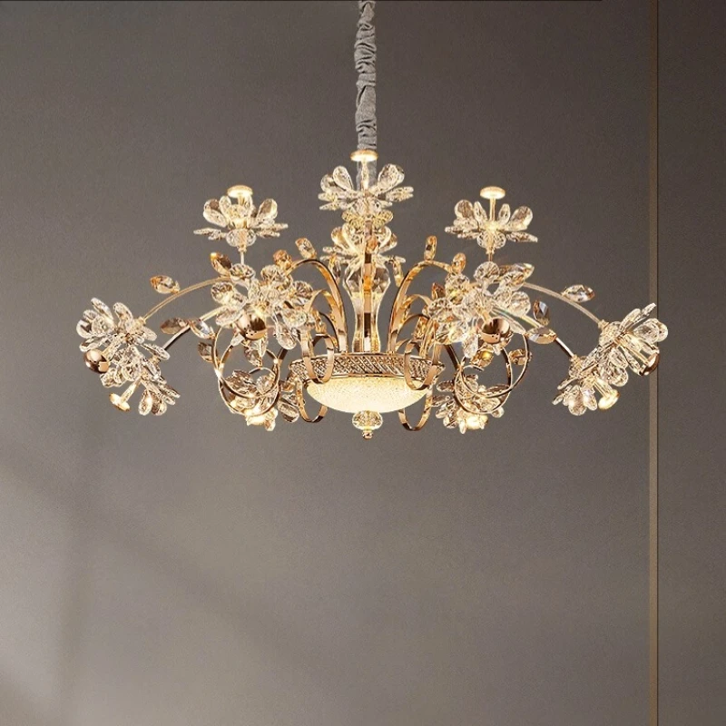 

Роскошные хрустальные потолочные люстры в европейском стиле для гостиной, столовой, виллы, спиральной лестницы, лофта, вестибюля отеля, подвесной светильник для помещения