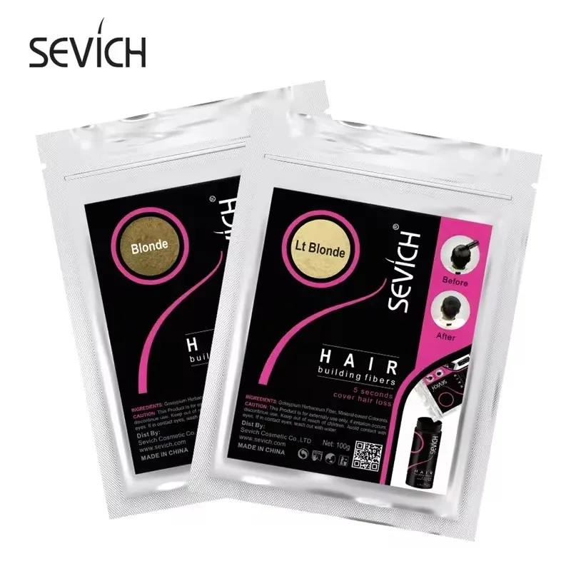 Sevich Hair Fiber Refill 100g Produkty na wypadanie włosów Keratynowy spray zagęszczający Włókna budujące włosy Proszki Keratynowe odrost włosów