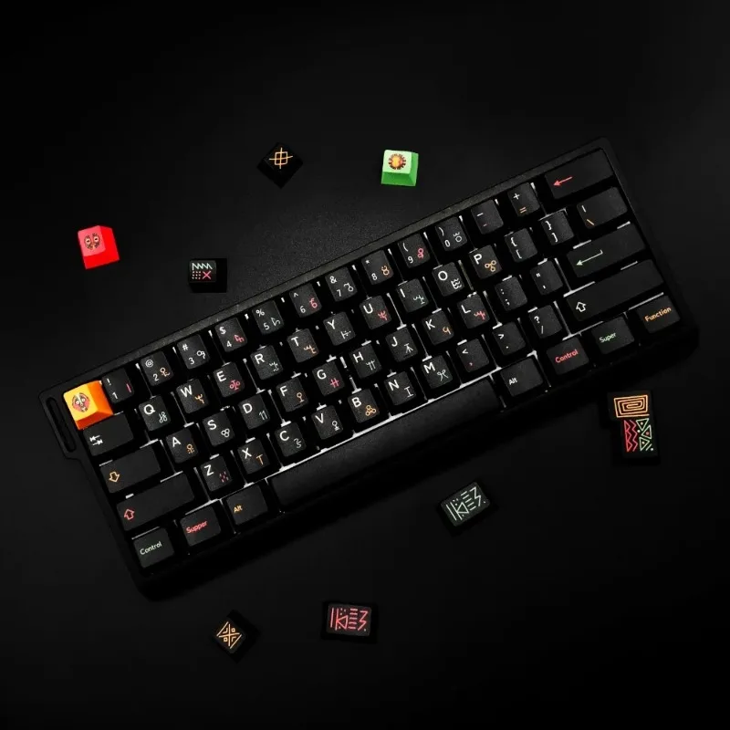 GMK CYL Tribal Keycap Set 143Key PBT Custom Black Personalized KeyboardCap Cherry Profile Gaming KeyCap for Mechanical Keyboard