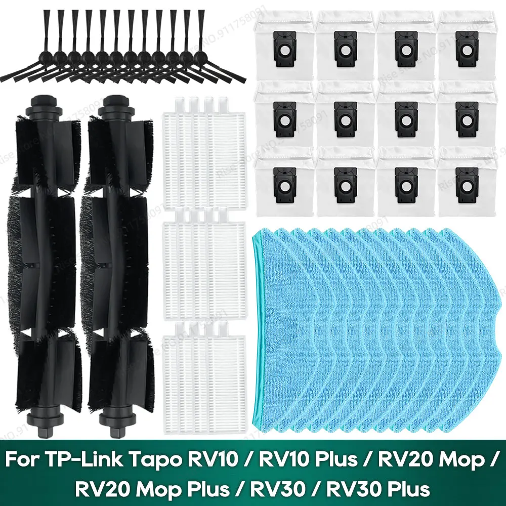 Compatível com TP-Link Tapo RV10 / RV10 Plus / RV20 Mop / RV20 Mop Plus / RV30 / RV30 Plus Acessórios Escova principal Saco de pó