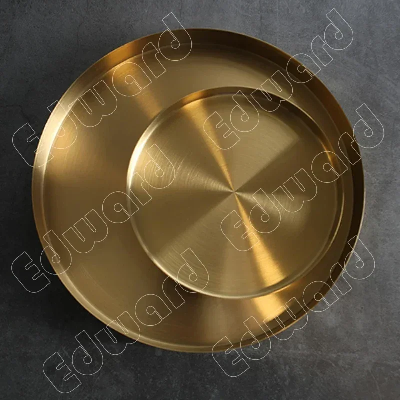 Tray Brass Round Storage Trays Nordic Style Trays Storage Plates Jewelry Dinner Plate Tabletop Ornaments Household Dinner Plates