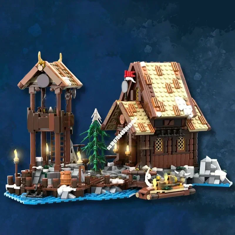 

New 1556Pcs Moc European Medieval Street View Viking Village Model Building Blocks Diy Creative Ideas Toy Birthday Gift 21343
