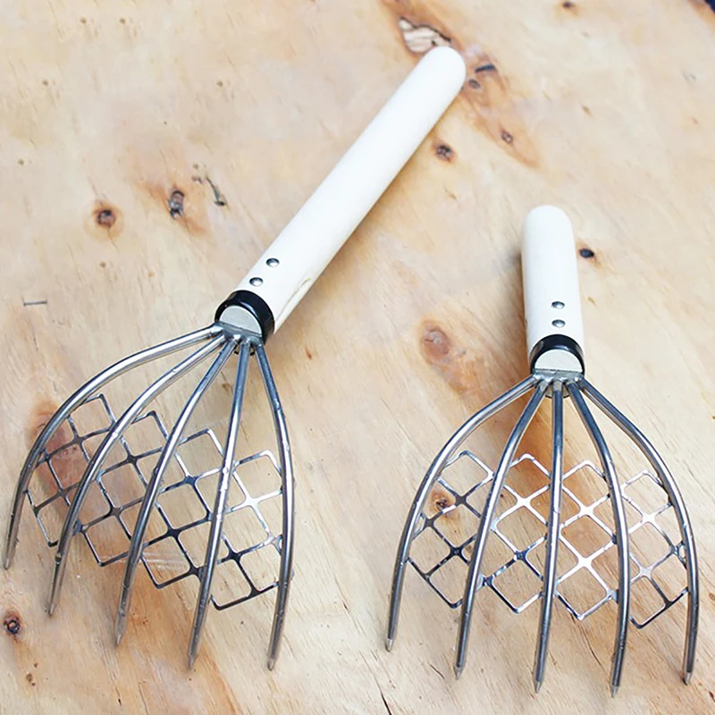 Compact Claw Rake com malha Net, 5-Tine, Long Handled Clam Digger, resistente, 15"