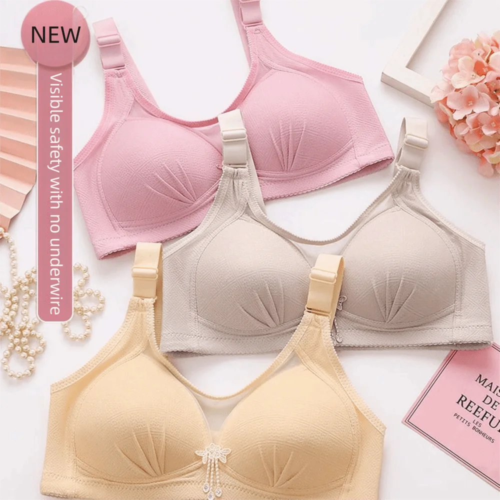 

Solid Breathable Plus Size Bralette Wire-Free Seamless Fashion Bralette Tops Push Up 38/40 Mother Bra Mother
