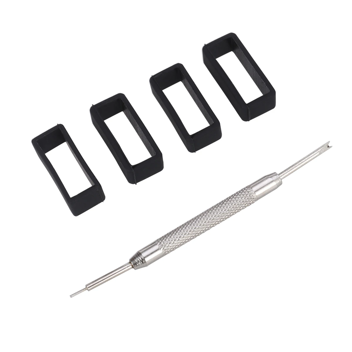 

4Pcs Silicone Rubber Replacement Watch Band Strap Black Soft Repair Tool for Watch Accessories