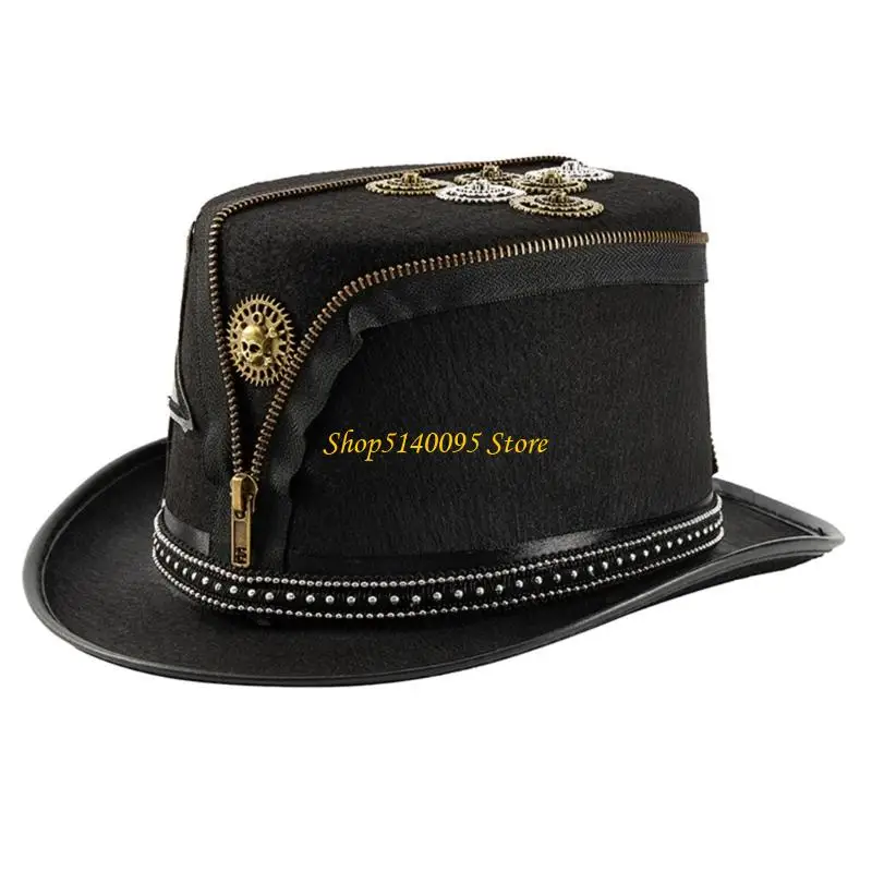 

Dxae Victorian Top Hat с заклепками и застежкой дизайна готического косплеера для маскарадов и сценических выступлений