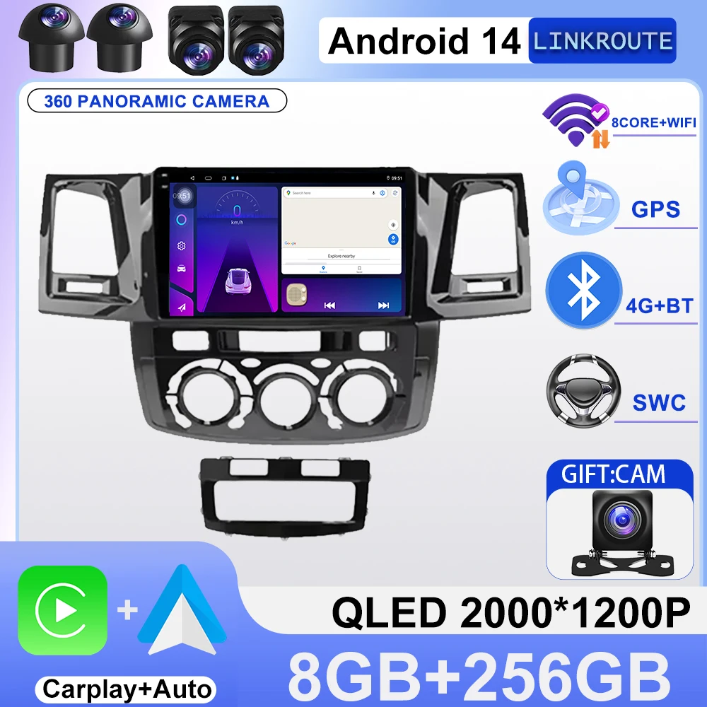 

For Toyota Fortuner HILUX Revo Vigo 2007-2015 Car Radio Android Multimidia Video Player QLED Touch Screen 2din Stereo Head Unit