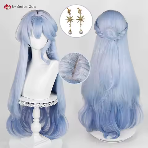 Robin Cosplay Wig 96cm Long Blue Gradient Cruly Anime Wigs Heat Resistant Synthetic Hair Halloween Party Women Wig + Wig Cap