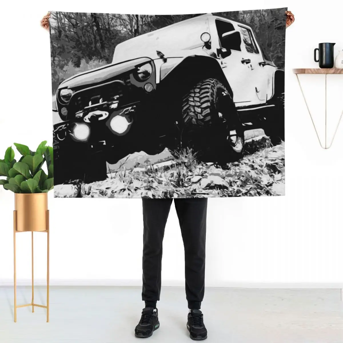 

Beefy GP in Black and White Throw Blanket Stain Resistant Cozy Warm Blanket