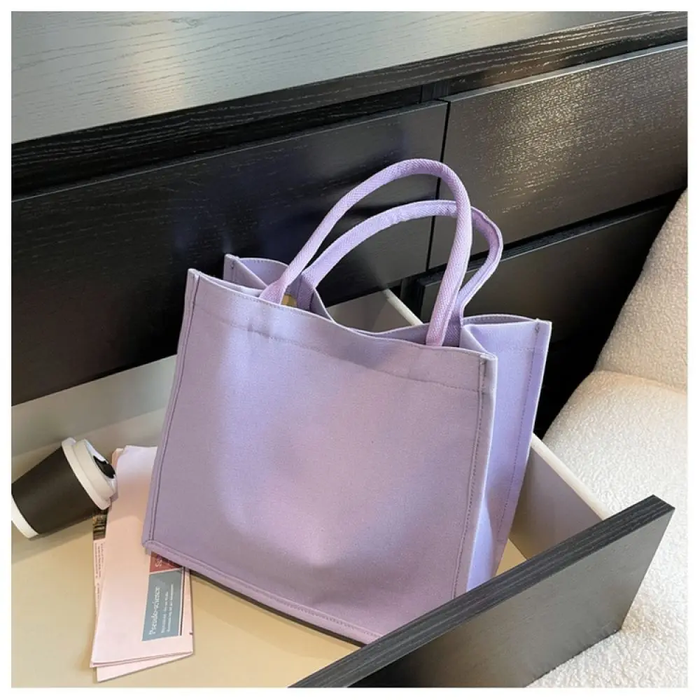 Korean Style Canvas Tote Bag Large Handbag Minimalist Shopping Shoulder Purse Casual Women Student Daily Commuter Sack