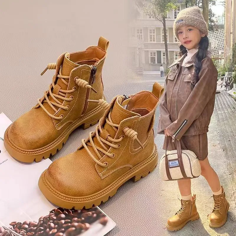 

2025 Children High Quality Short Boots British Style Kids Girl Boy Non-slip Hot Selling Ankle Boot Thick Bottom Boot