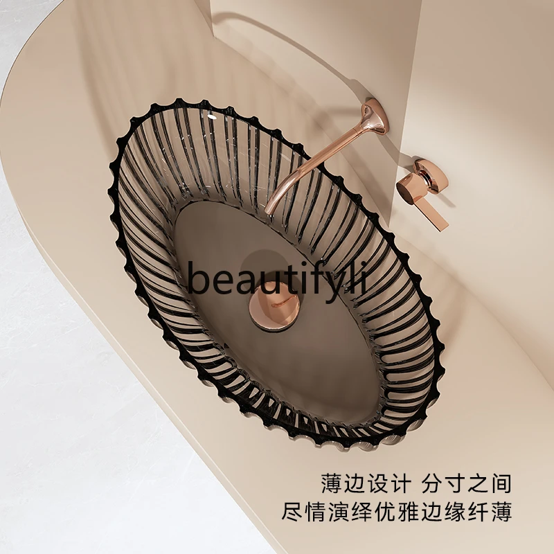 

New high-luxury hotel homestay wash basin transparent platform basin