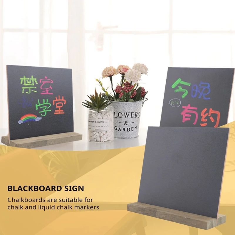 A48R-6 Pack Rustic Chalk Board Sign With Wood Stand For Wedding Decorations Signs Labels 6X5 Inch Blackboard
