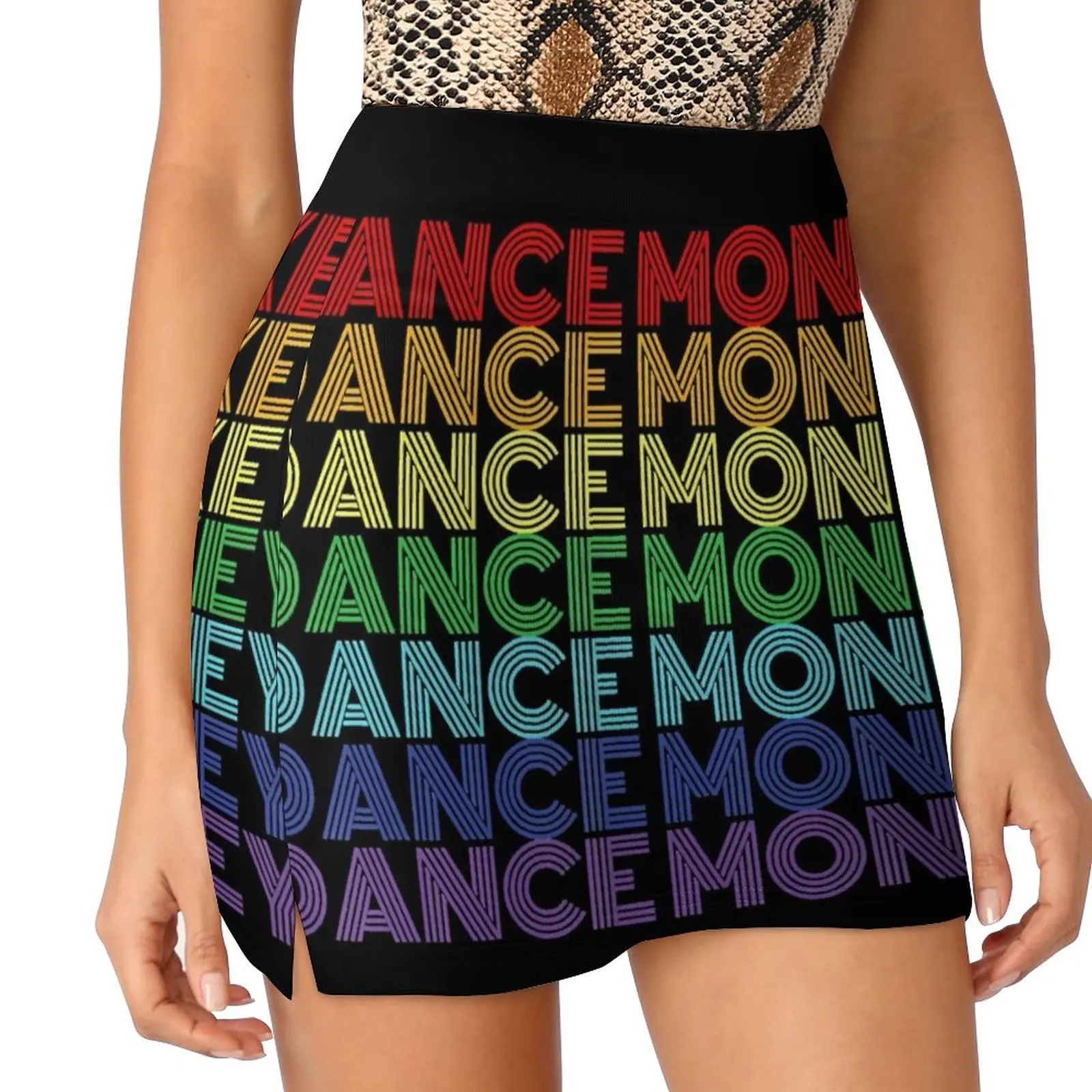 Dance Monkey Rainbow Color Text Gift Music Fan Lover T-Shirt Light Proof Trouser Skirt extreme mini dress skirts рок ear music more s night nature s light yellow vinyl