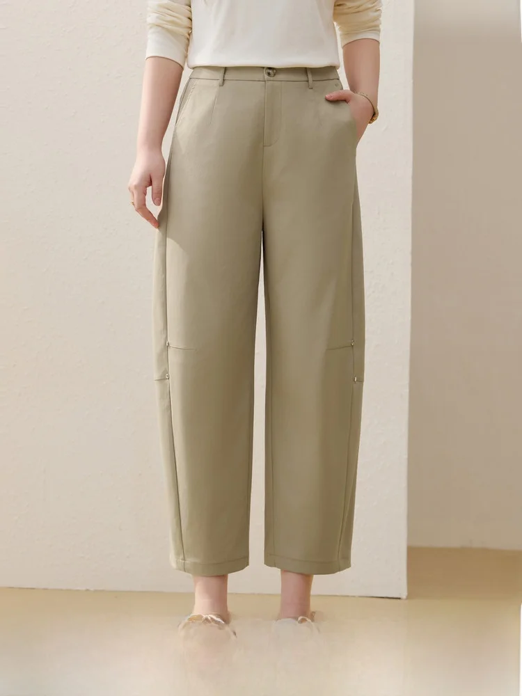 

Брюки прямого кроя с высокой талией, эластичным поясом и дизайнерским вырезом, новинка весенней коллекции, большие размеры, женская одежда.