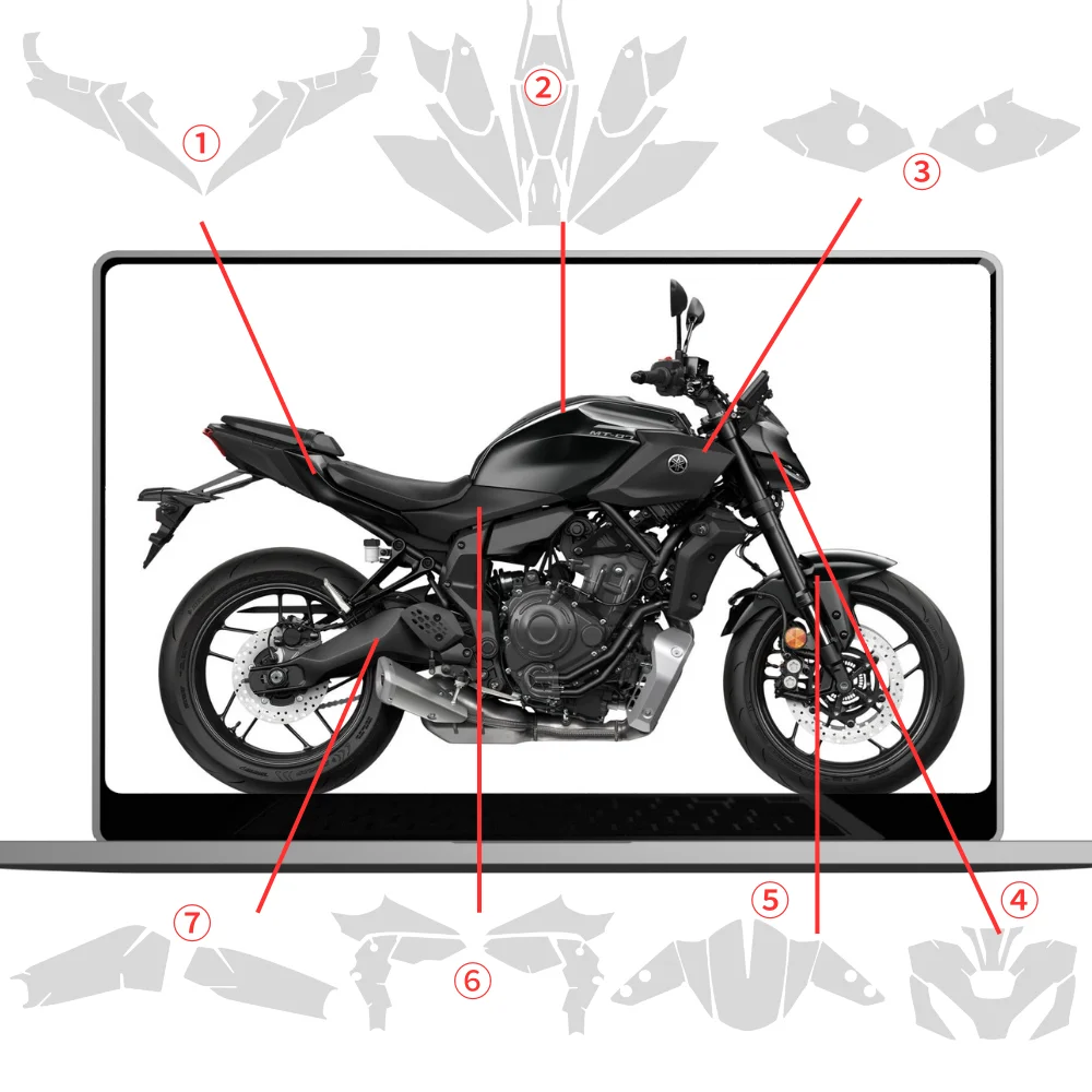 

For YAMAHA MT07 2025 PPF TPU Protective Film Full Body Paint Protection Scratch Resistant Kit yamaha mt07 Accessories