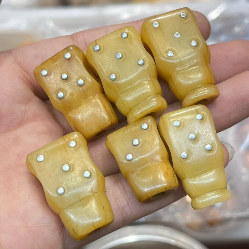 Old cracks, bone three-way connector, hand-held clasp, dice material, Buddha with cloud on back, si