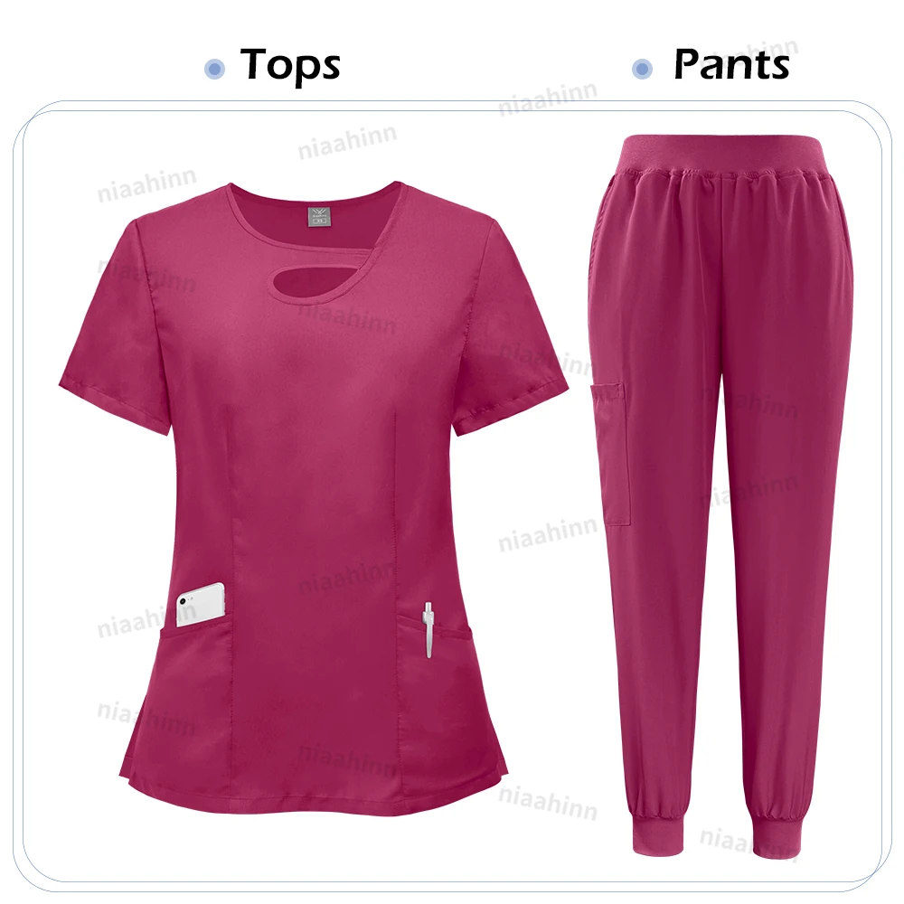 Niaahinn Mode Krankenhaus Uniformen Krankenschwester Schönheit Dental Salon Arbeitskleidung Uniform Medizinische Peelings Sets für Frauen Atmungsaktive Peeling – Detail 7