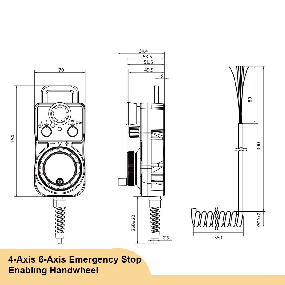 Standar 5V MPG 4 Sumbu 6 Sumbu Cnc Roda Tangan Elektronik Sistem Kontrol Gerak Mach3, Roda Tangan Elektronik Berhenti Darurat