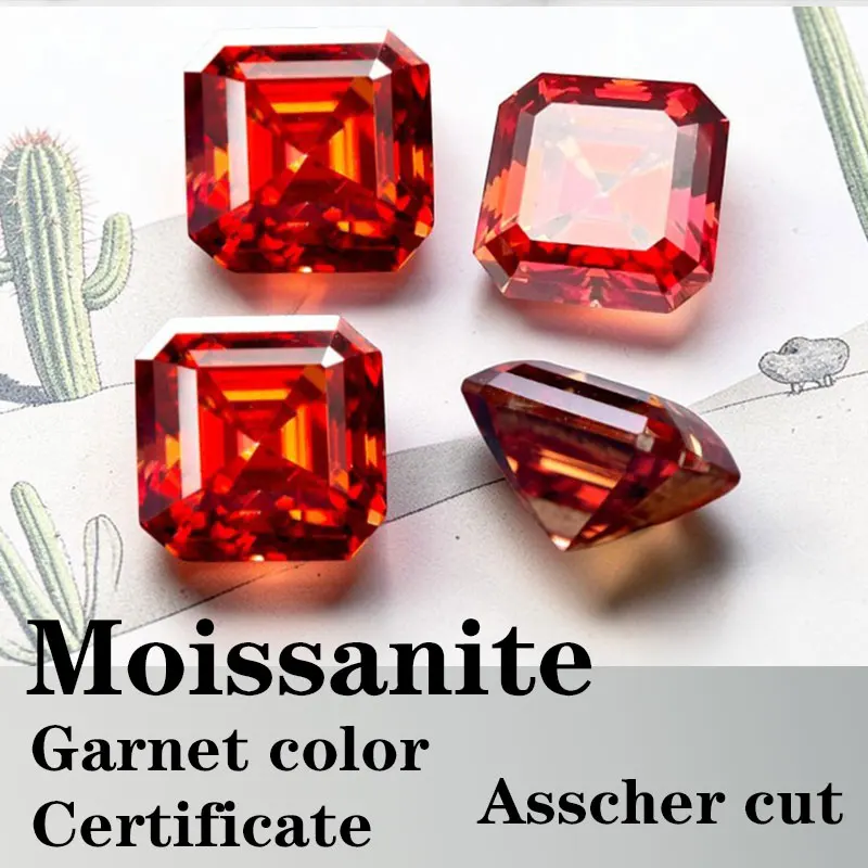 

Moissanite VVS1 Square Shape Asscher Cut Gatnet Color Certificate Synthetic Gemstone