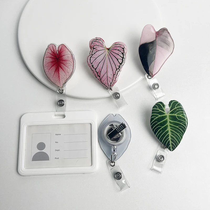 New style Tropical plant leaf Retractable Badge Holder Reel Exhibition Enfermera Student Boy Name Card Girl Use Chest Card