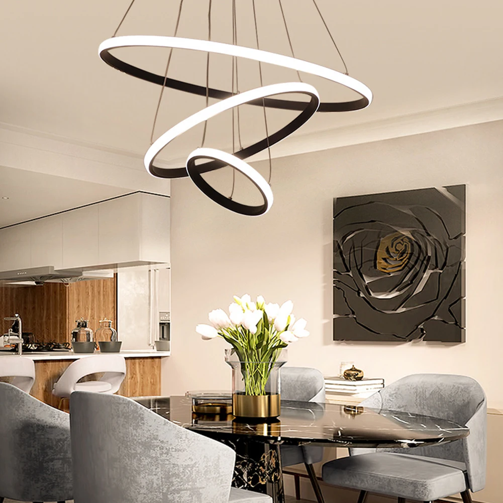 

Simple Modern LED Pendant Chandelier Adjustable Indoor Lighting High Brightness Decor Ornament for Dining Bar Living Room Shop