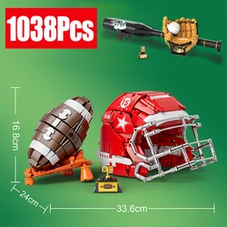 1038 Pcs MOC Sports Football Rugby Helmet Baseball Bat Glove Building Blocks Bricks MLB NFL Super Bowl Educational Toy Gifts