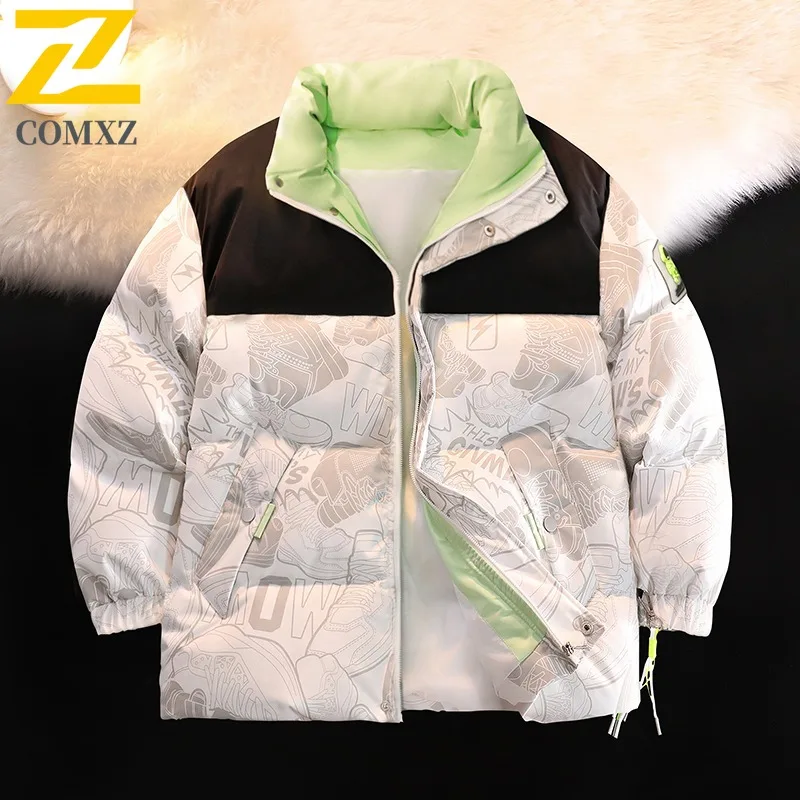 

COMXZ Повседневная стеганая куртка с воротником-стойкой 2025 Мужская легкая парка в корейском стиле Стильная дорожная морозостойкая легкая зимняя новая одежда
